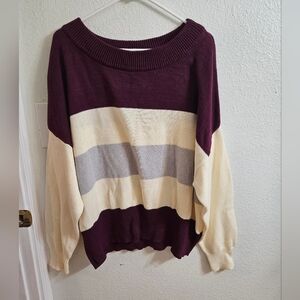 Lucky Brand Women's Colorblock Sweater - Burgundy, Cream, and Gray